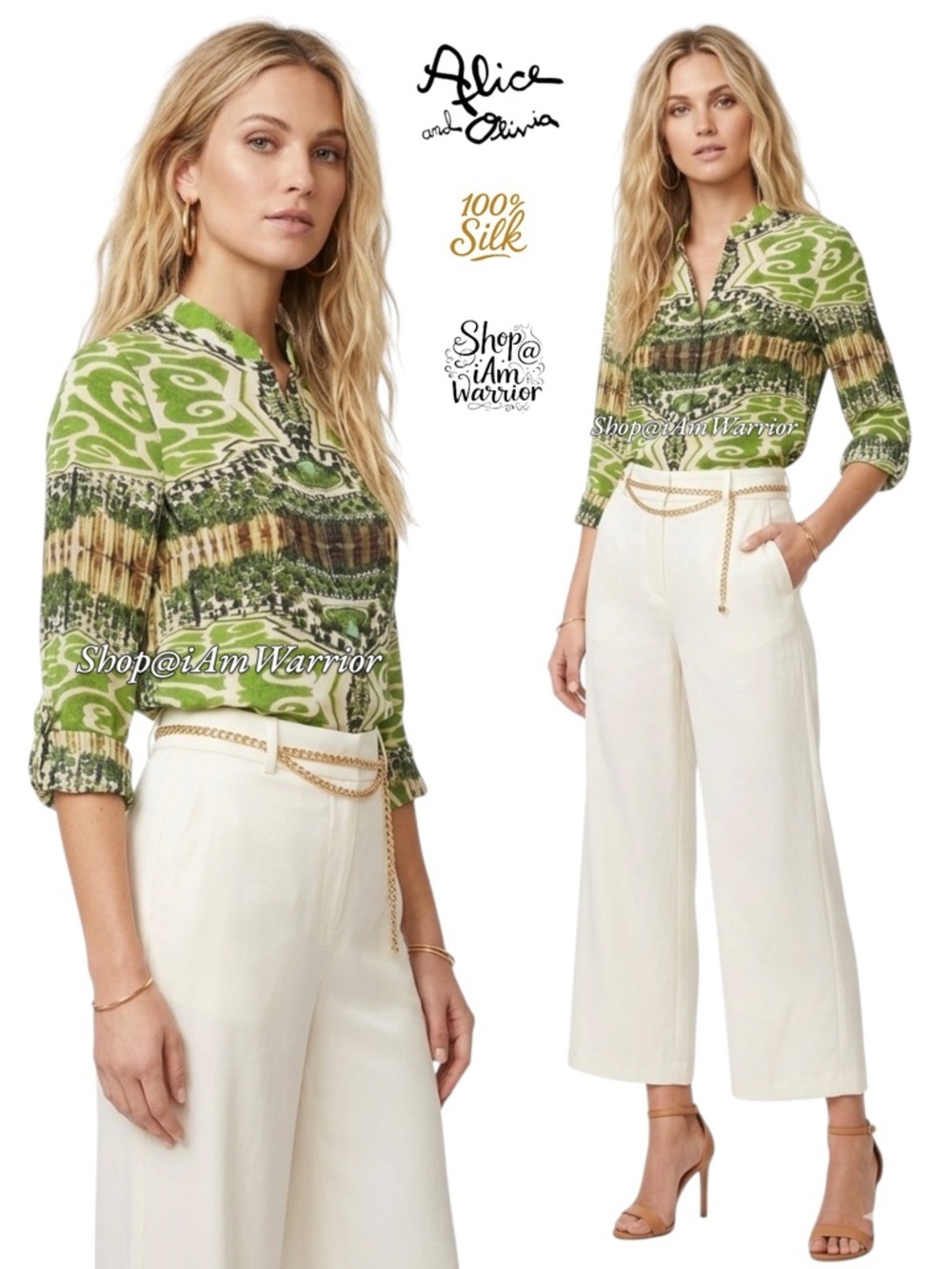 Alice + Olivia mirrored botanical garden silk blouse *shop@iamwarrior